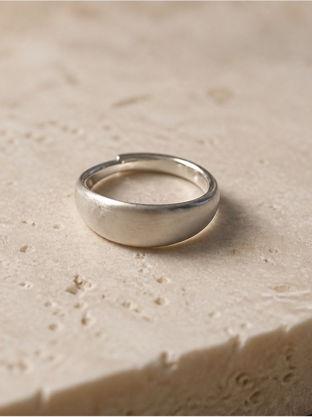 2388-9 Minimalist 925 Sterling Silver Brushed Dome Adjustable Ring